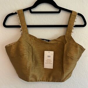 Gold Scallop Neck Crop Top